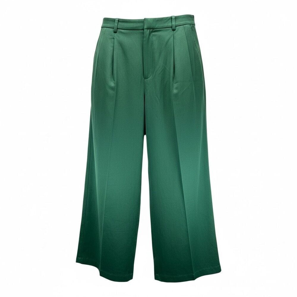 LOFT Women’s Pants 14 Green Pleated Wide Leg Trousers NWT Workwear Office Career